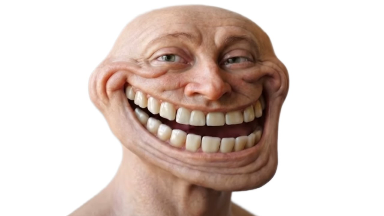 3D Realistic Trollface meme template blank