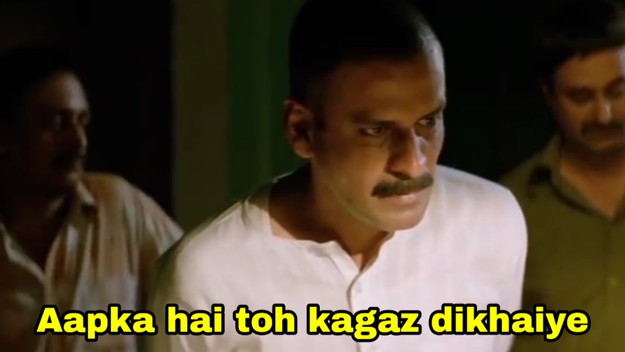 Aapka Hai Toh Kagaz Dikhaiye meme template blank