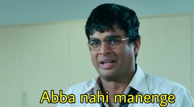 Abba Nahi Manenge meme template blank