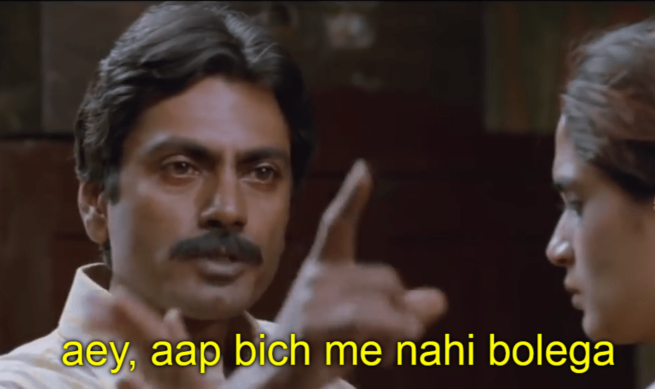 Aey Aap Bich Me Nahi Bolega meme template blank