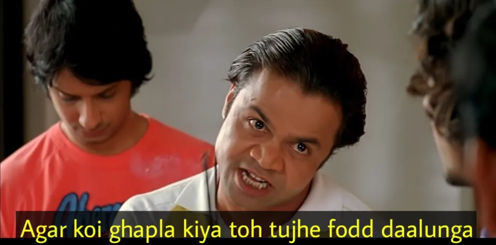 Agar Koi Ghapla Kiya Toh Tujhe Fodd Daalunga meme template blank