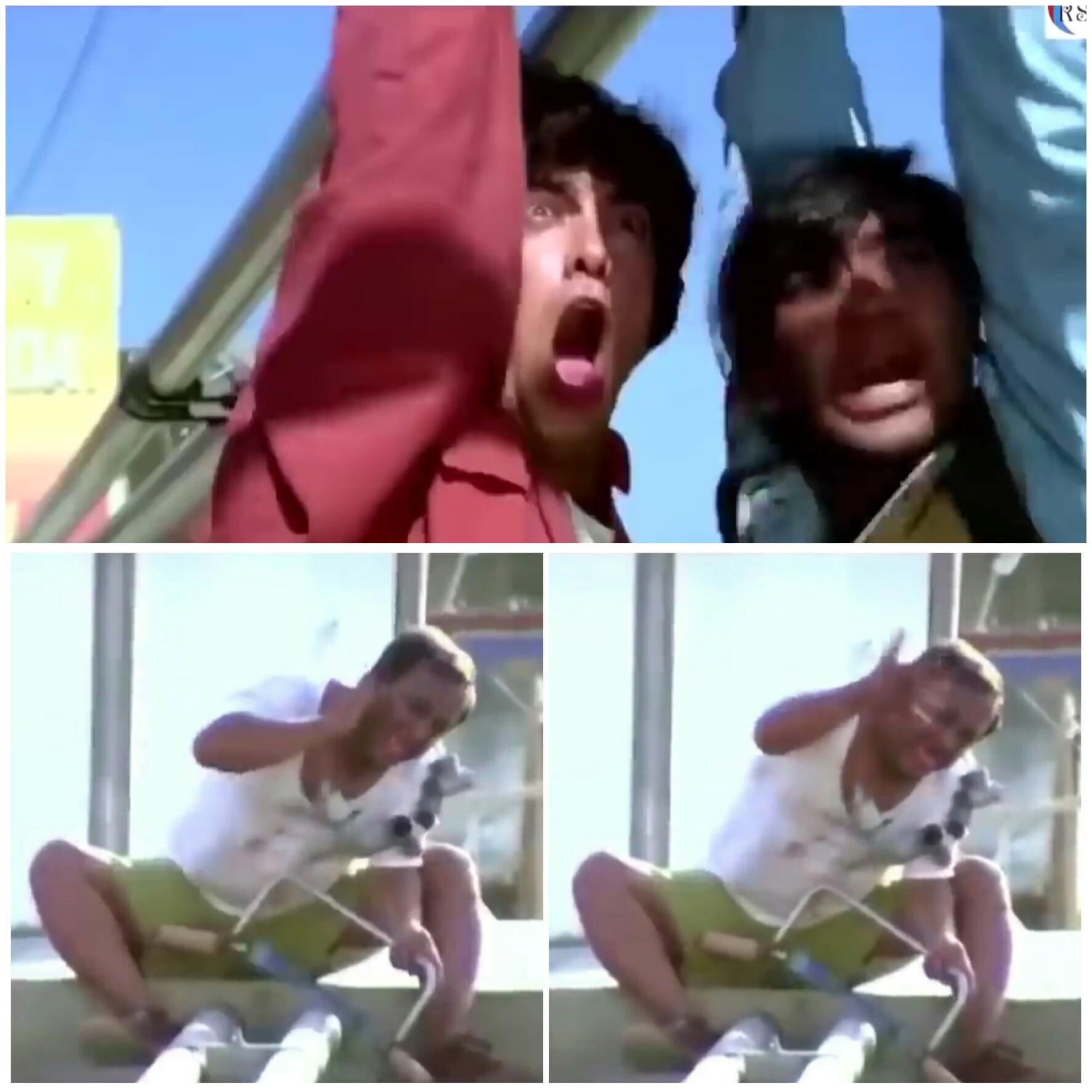 Ajay and Aamir Shouting meme template blank