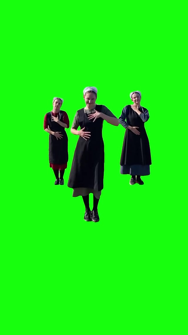 Amish Girls Dancing to Apple meme template blank