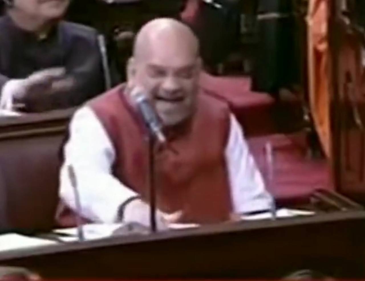 Amit Shah’s Parliament Laugh meme template blank