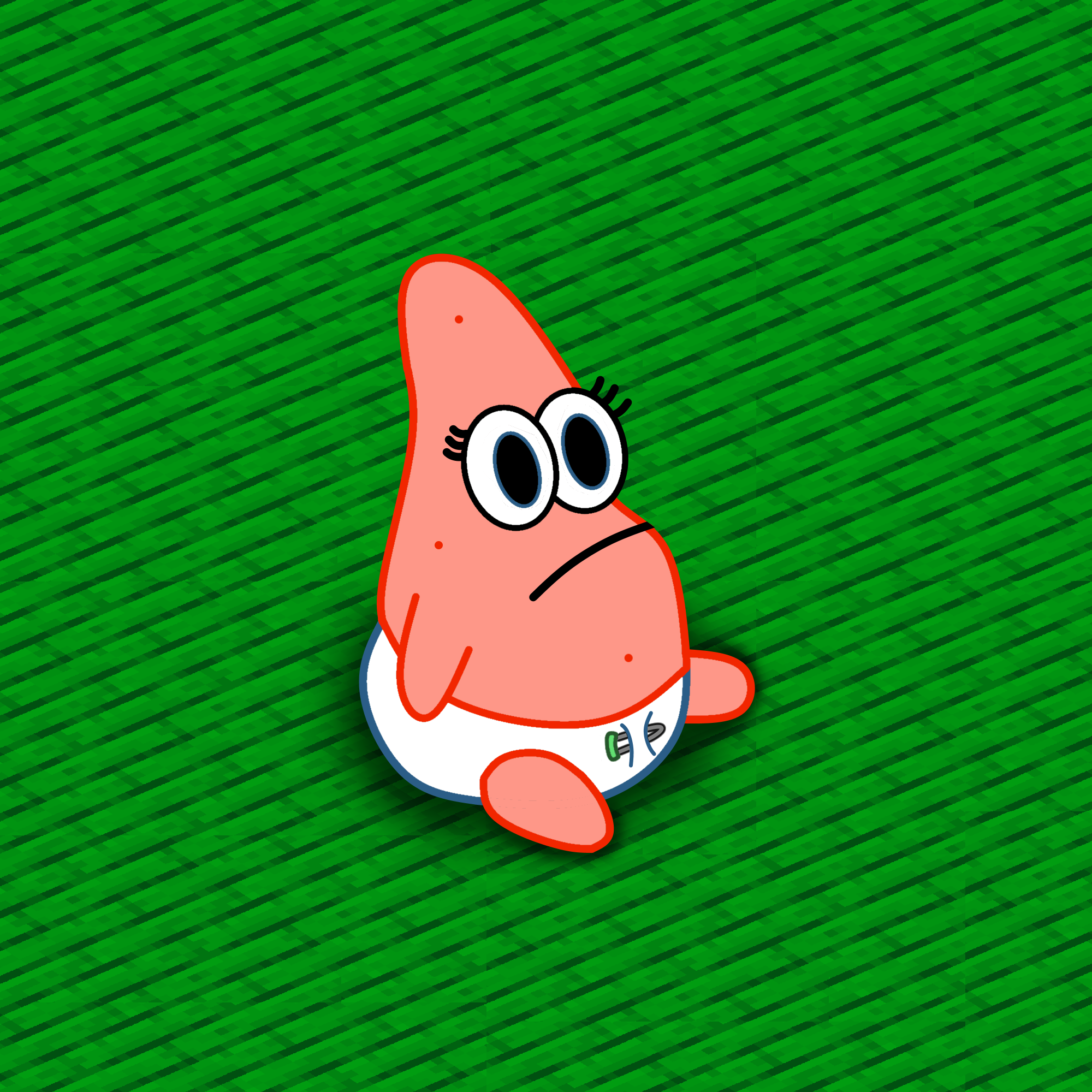 Baby Patrick Pixel Floor meme template blank - image format