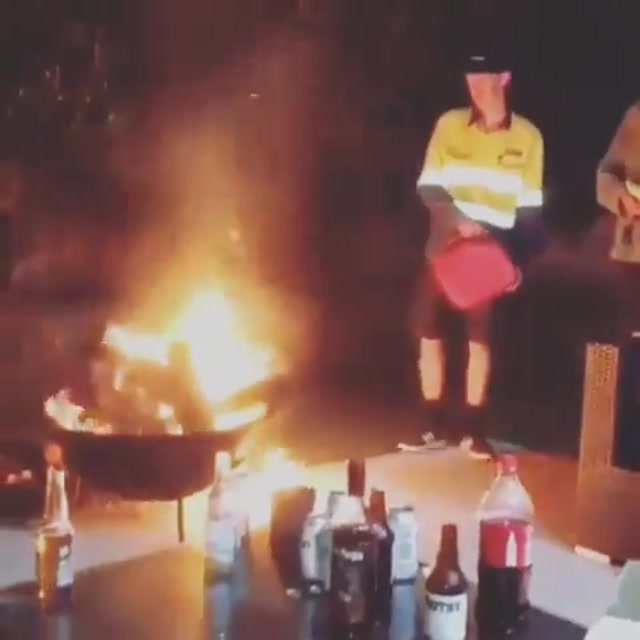 Backyard Fireball Panic meme template blank