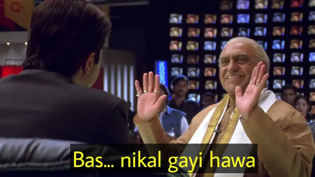 Bas! Hawa Nikal Gayi? meme template blank