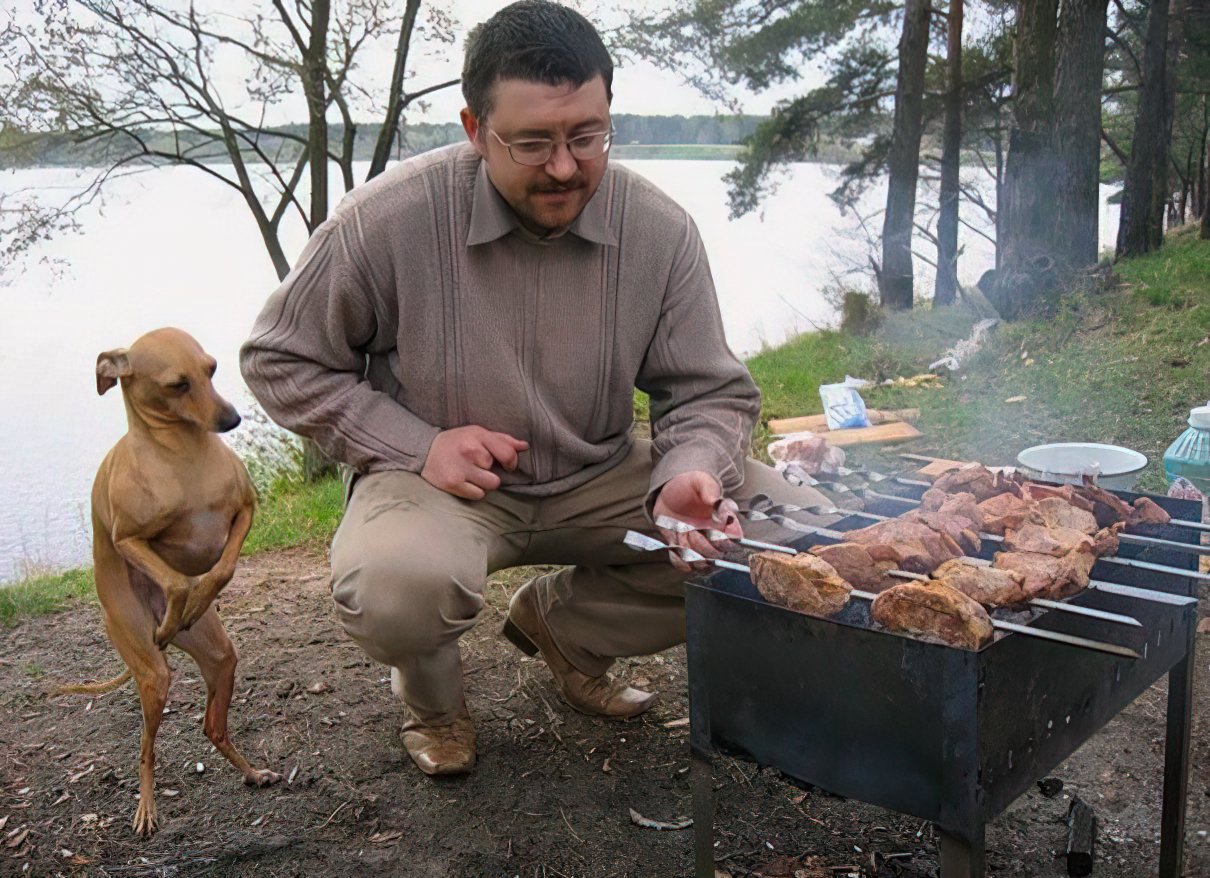 BBQ Dog meme template blank - image format