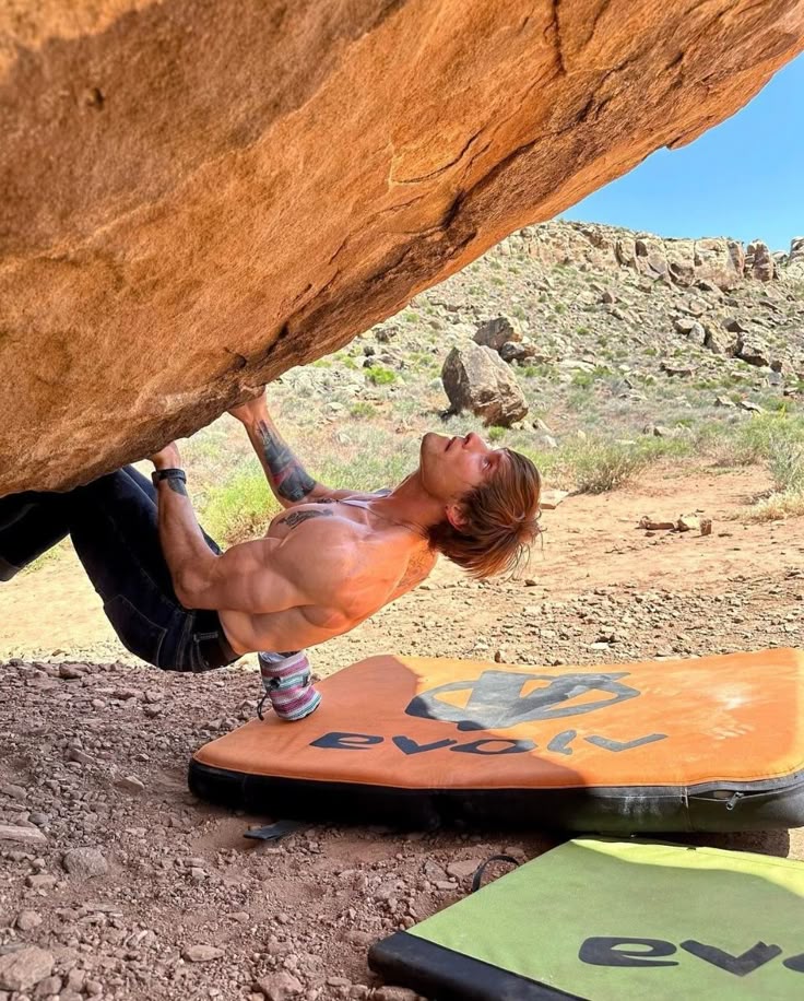 Bouldering Under Massive Rock meme template blank - image format