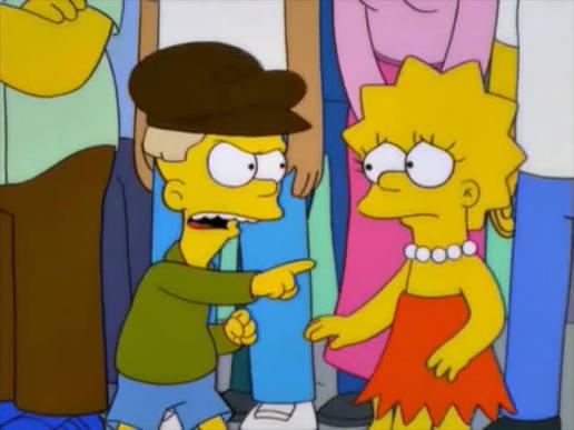 Boy Pointing at Lisa Simpson meme template blank
