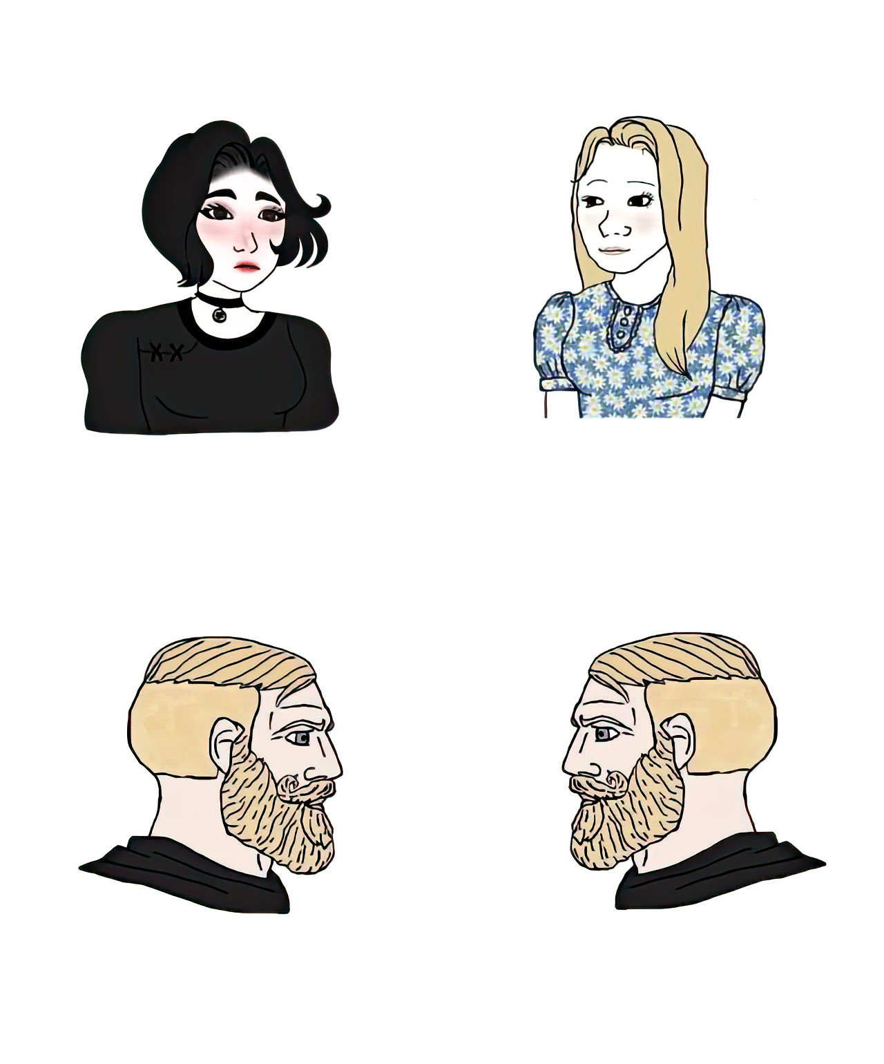 Boys vs. Girls meme template blank