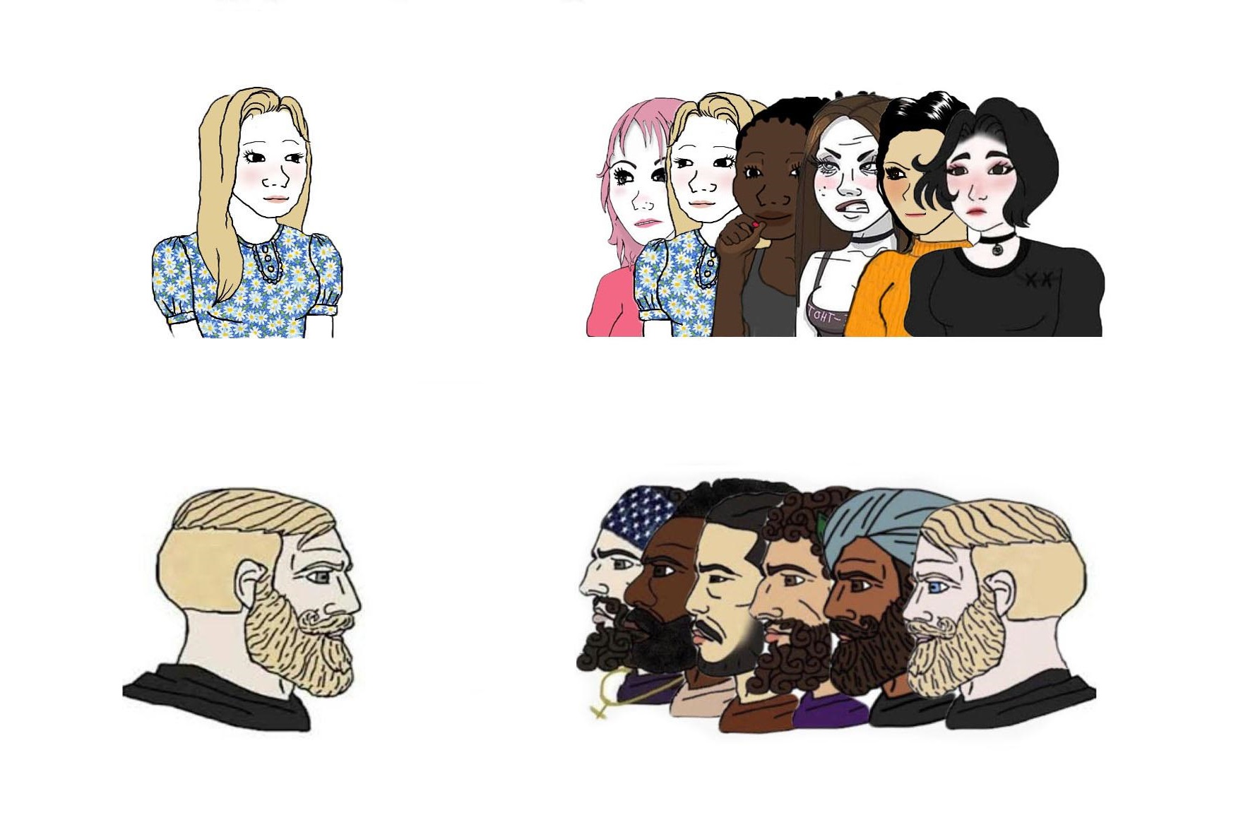 Boys vs. Girls Group meme template blank - image format