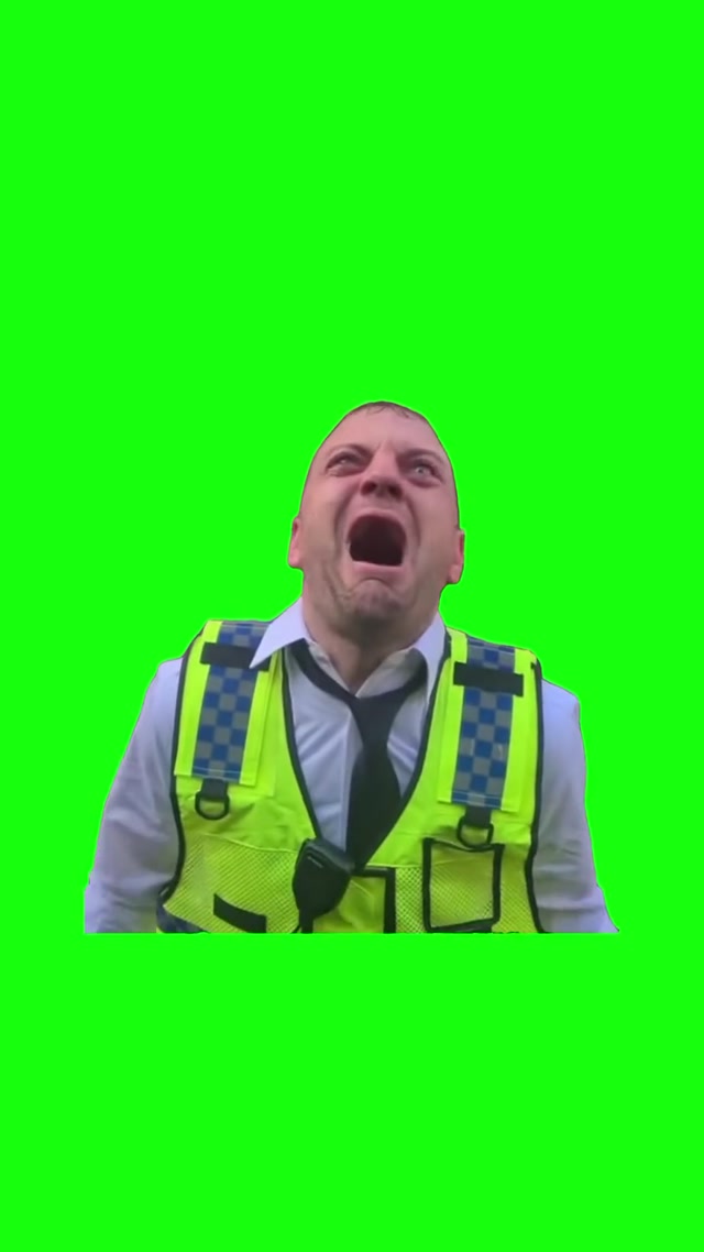 British Cop Screaming No meme template blank