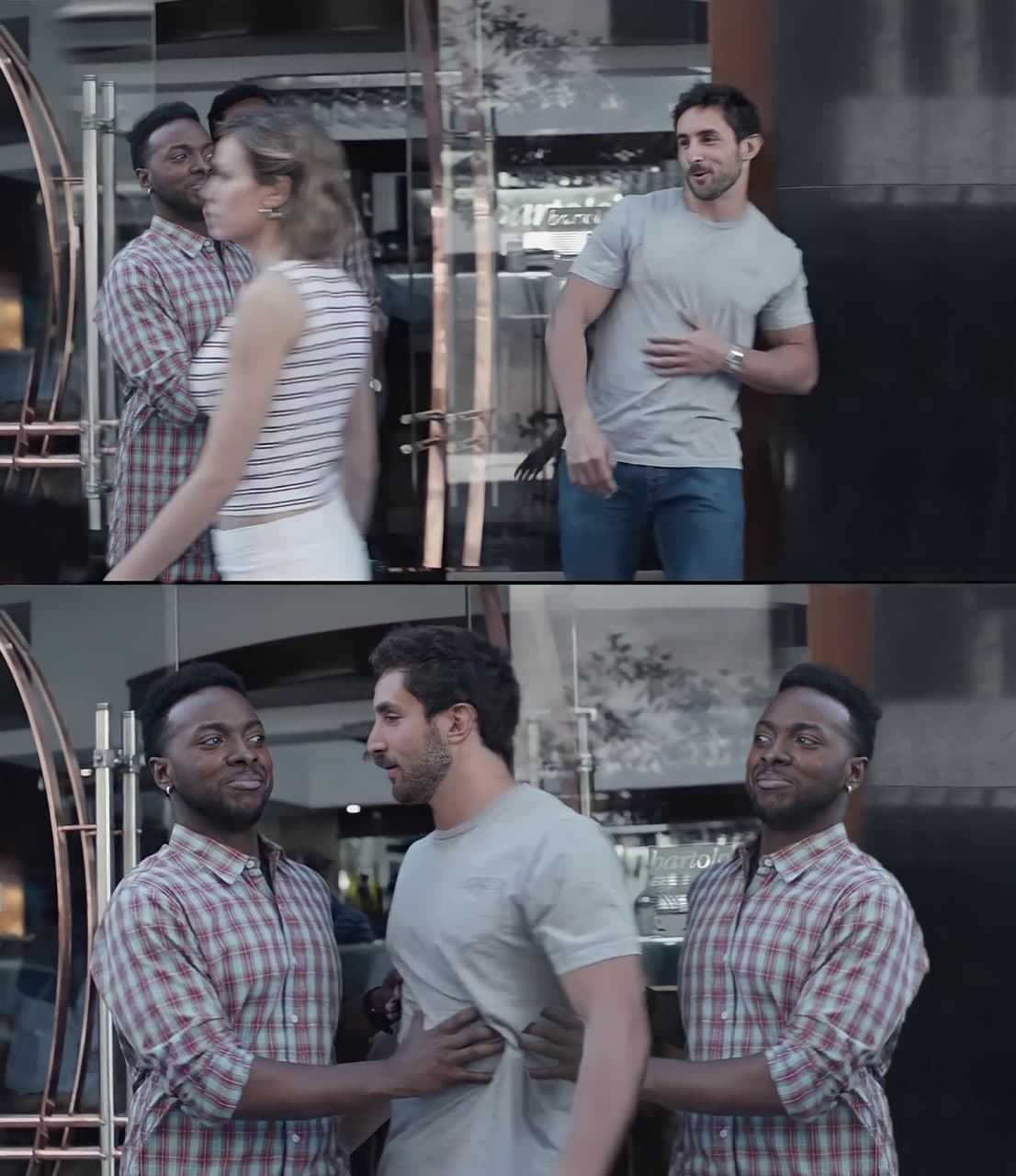 Bro! Not Cool Double Intervention meme template blank