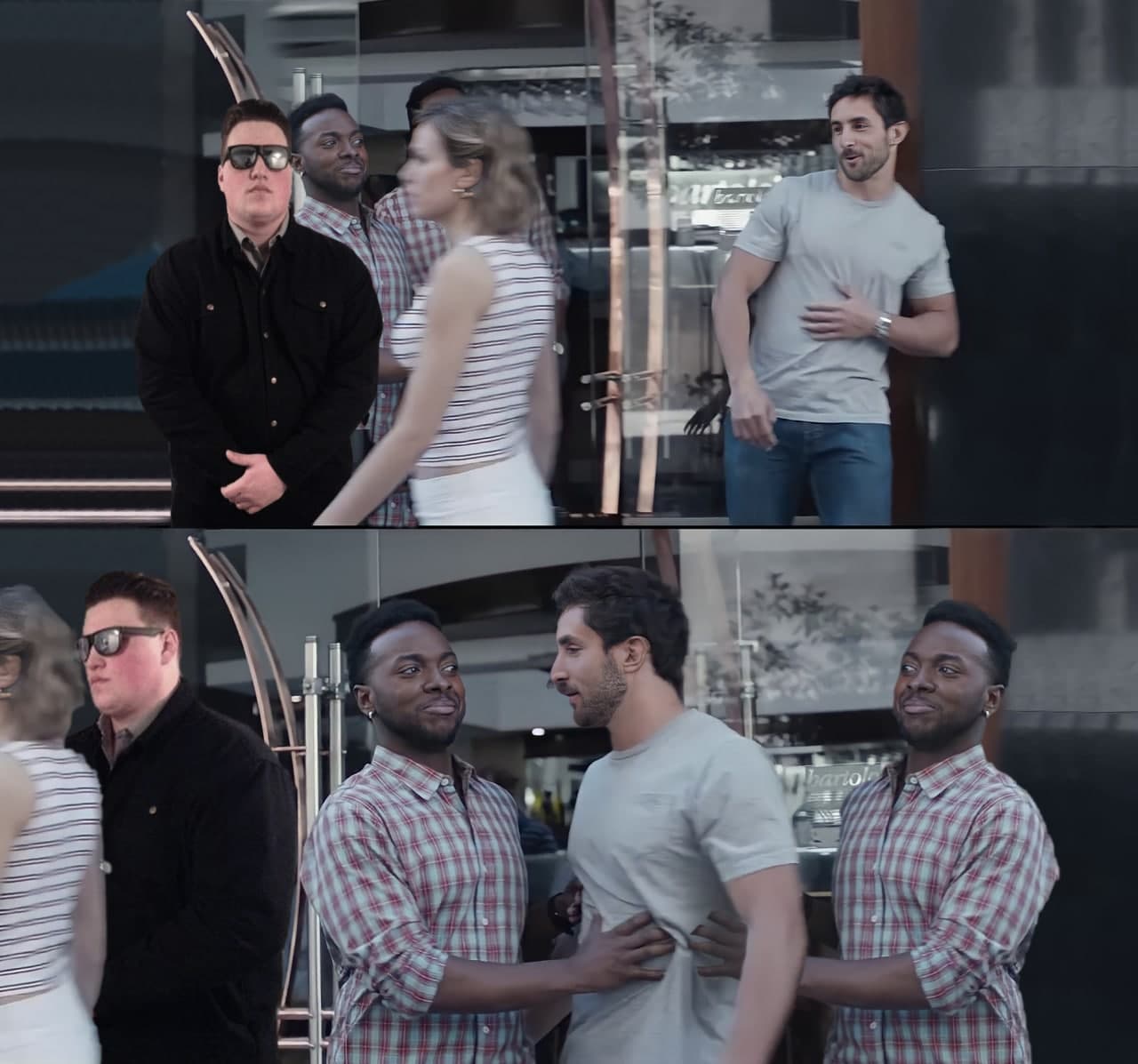 Bro! Not Cool x Persuadable Bouncer meme template blank