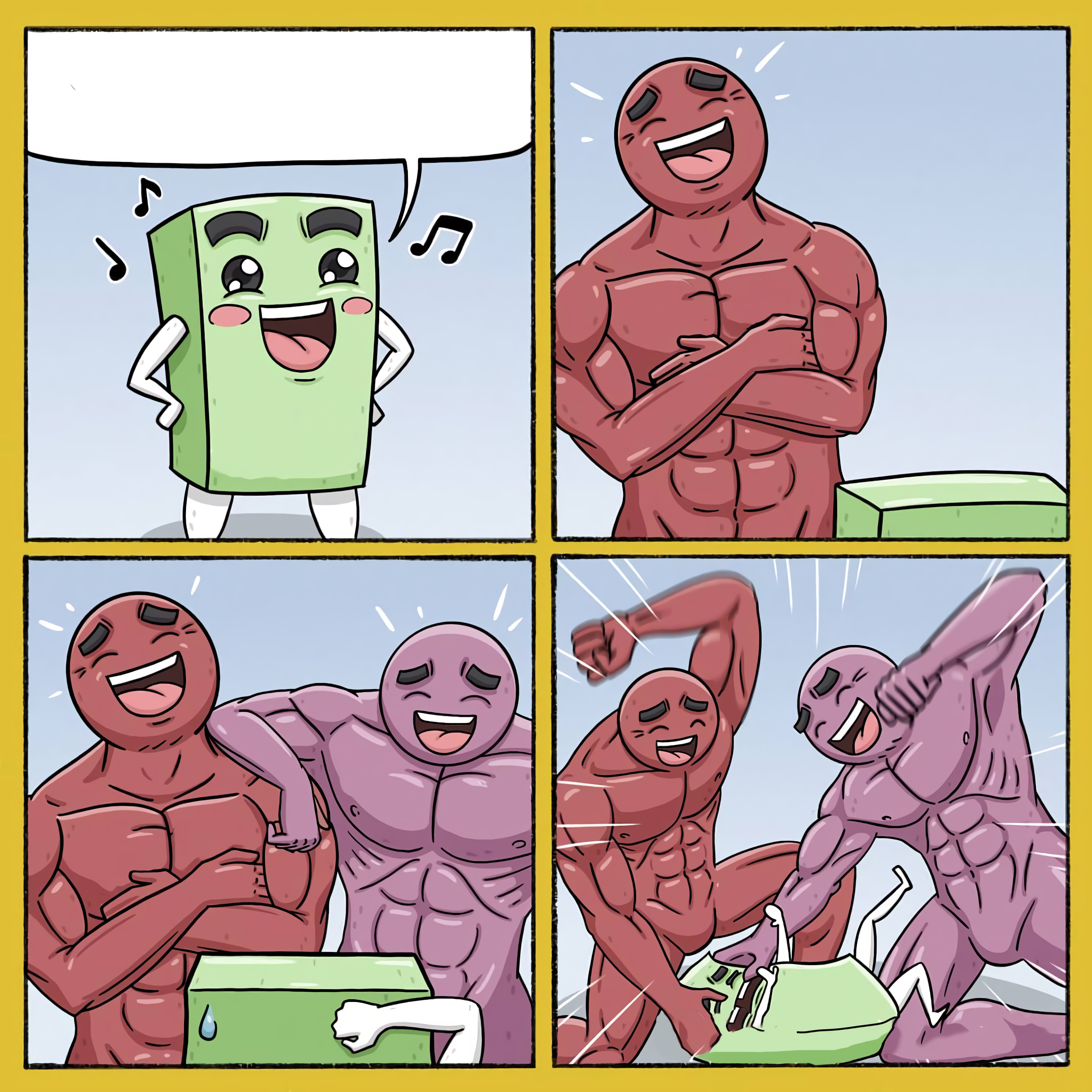 Buff Guys Beating Up Box meme template blank - image format