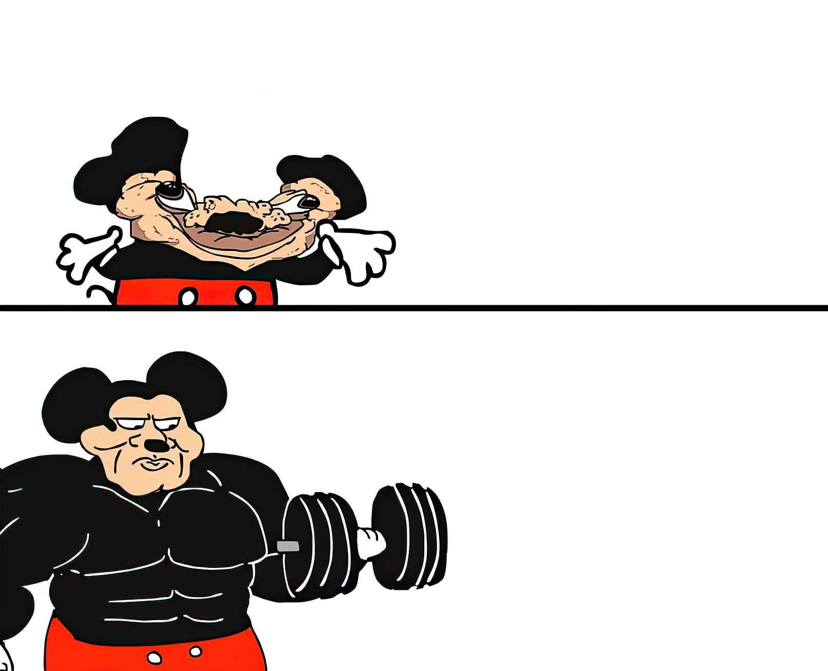 Buff Mickey Mouse meme template blank
