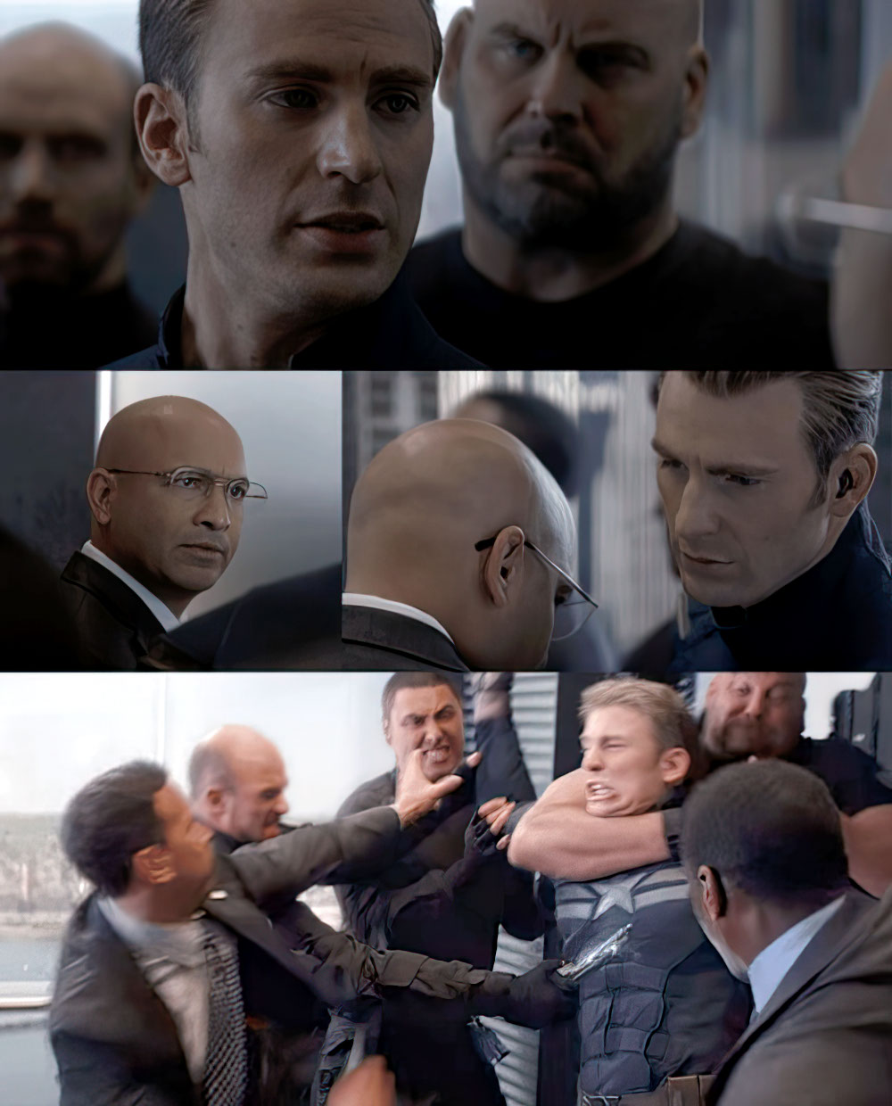 Captain America Elevator Fight meme template blank
