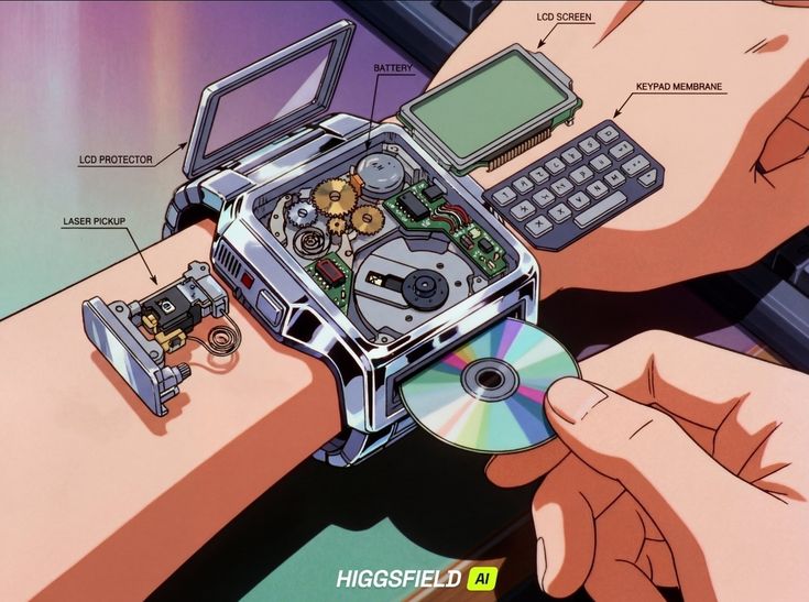 CD Player Smartwatch meme template blank