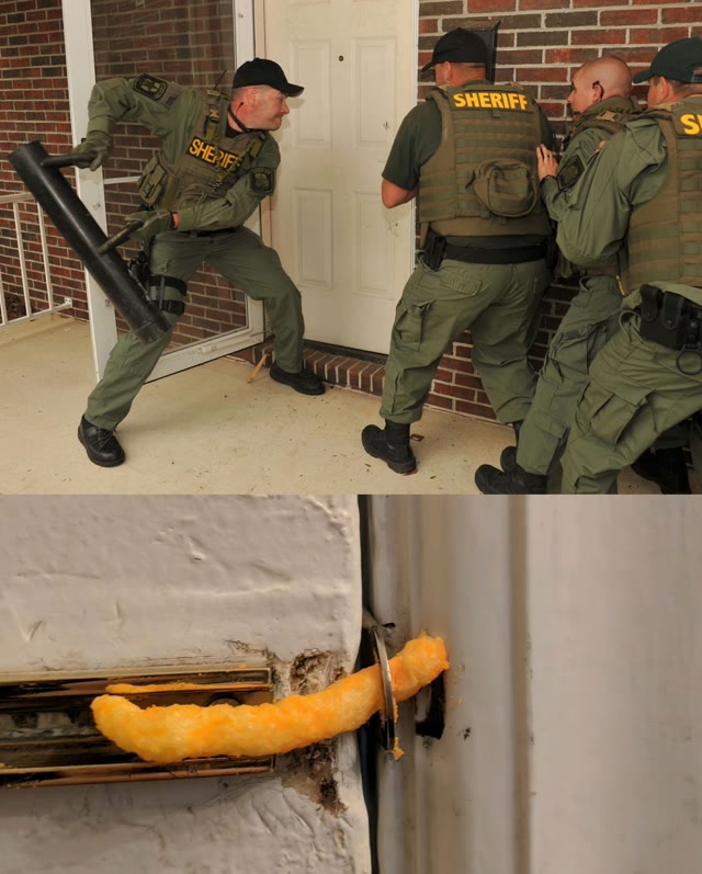 Cheeto Door Lock meme template blank