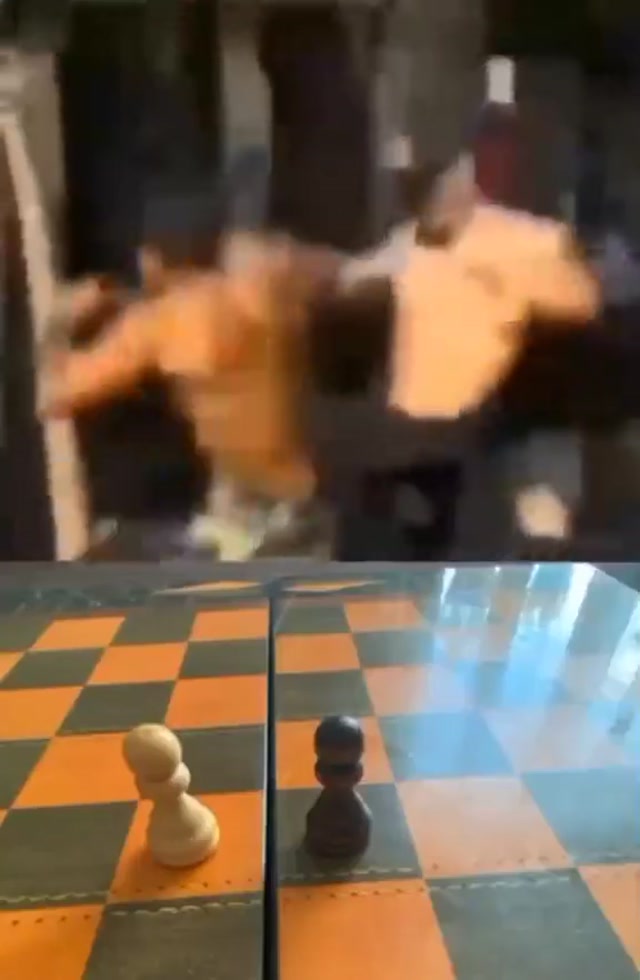 Chess Pawns Fighting meme template blank