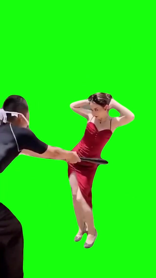 Chinese Woman Dodging a Bat meme template blank
