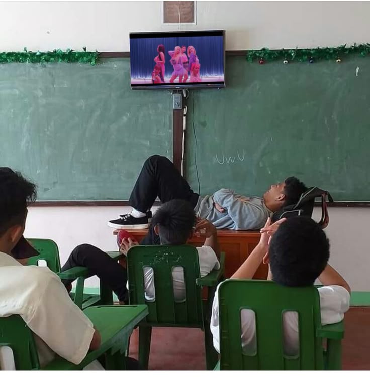 Classroom K-Pop Fan meme template blank