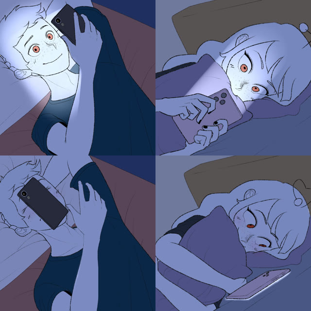 Couple Texting in Bed meme template blank