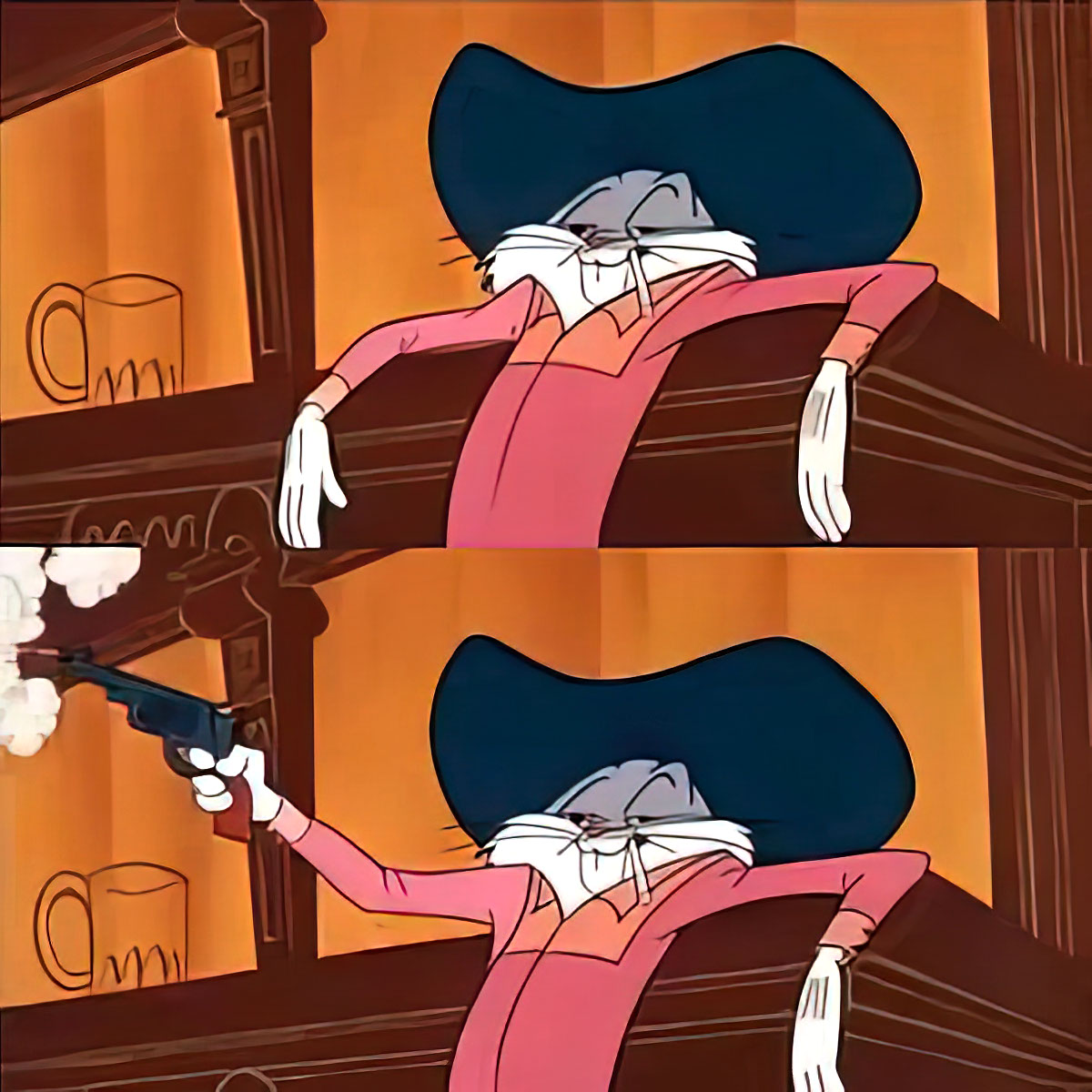 Cowboy Bugs Bunny Shooting meme template blank - image format