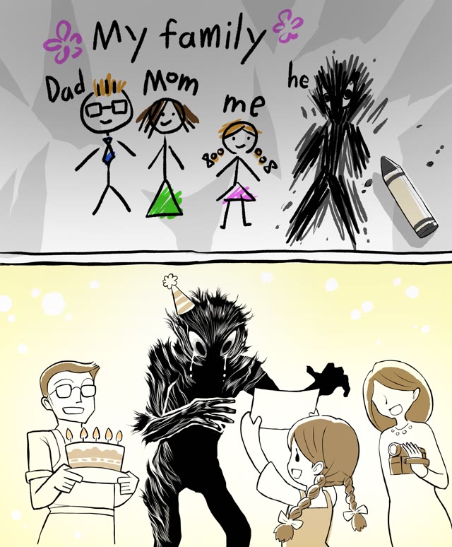 Crayon Drawing of Void Monster meme template blank