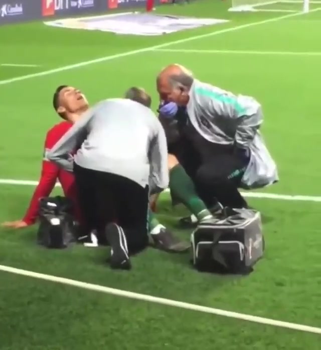 Cristiano Ronaldo Injury Relief meme template blank