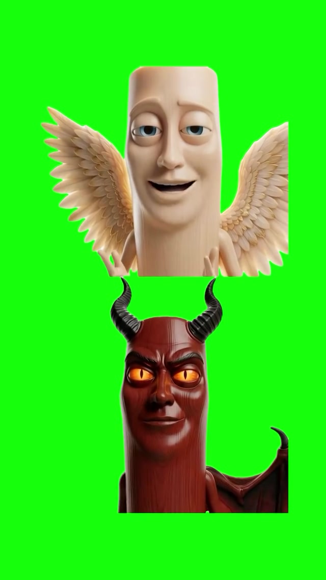 “Cuz We’re Playing Bendy” Devil & Angel Tung Tung Tung Sahur meme template blank