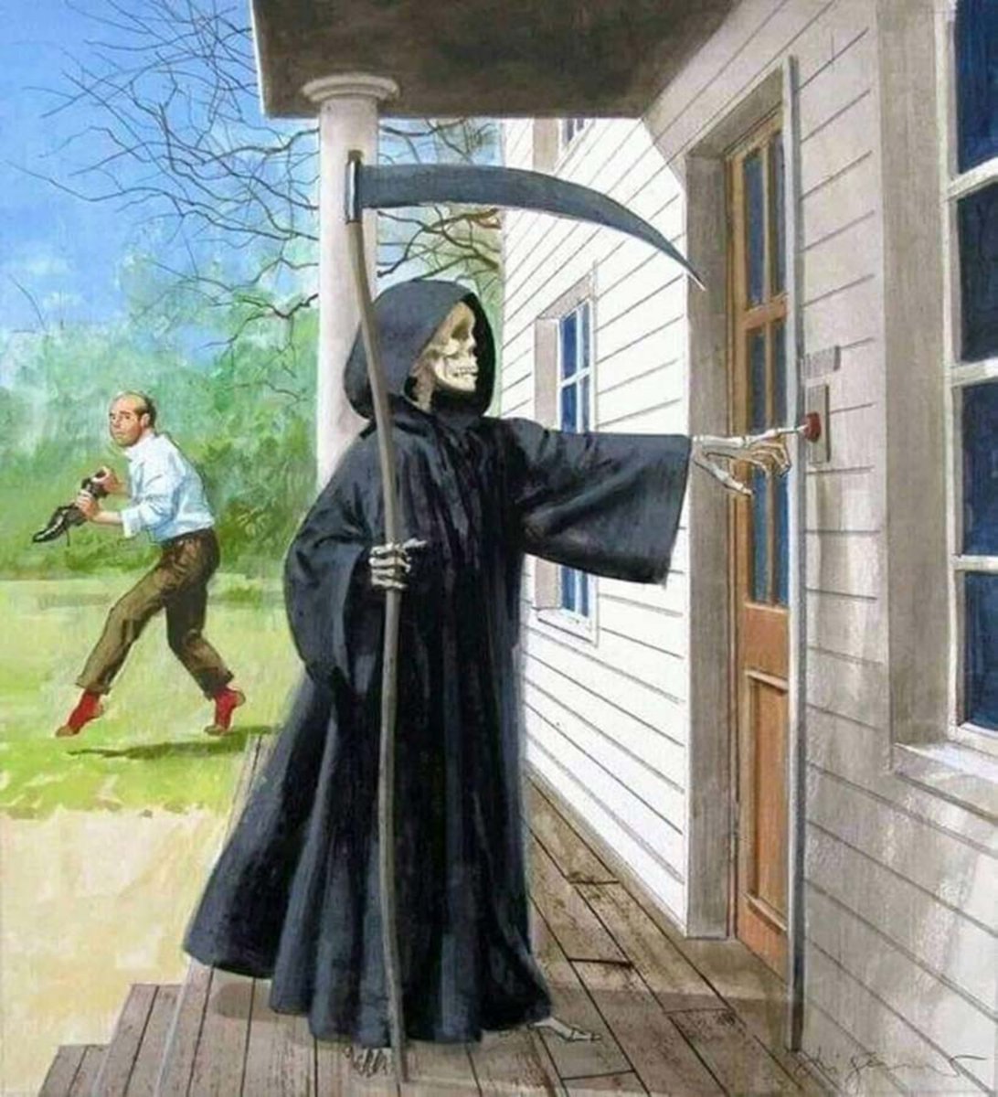 Death Ringing the Doorbell meme template blank