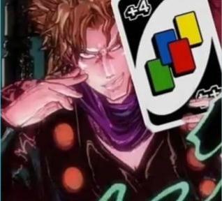 Dio Brando Holding UNO Wild Draw 4 meme template blank - image format