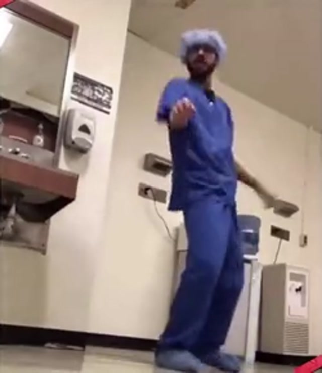 Doctor Dancing in Hospital Scrubs meme template blank
