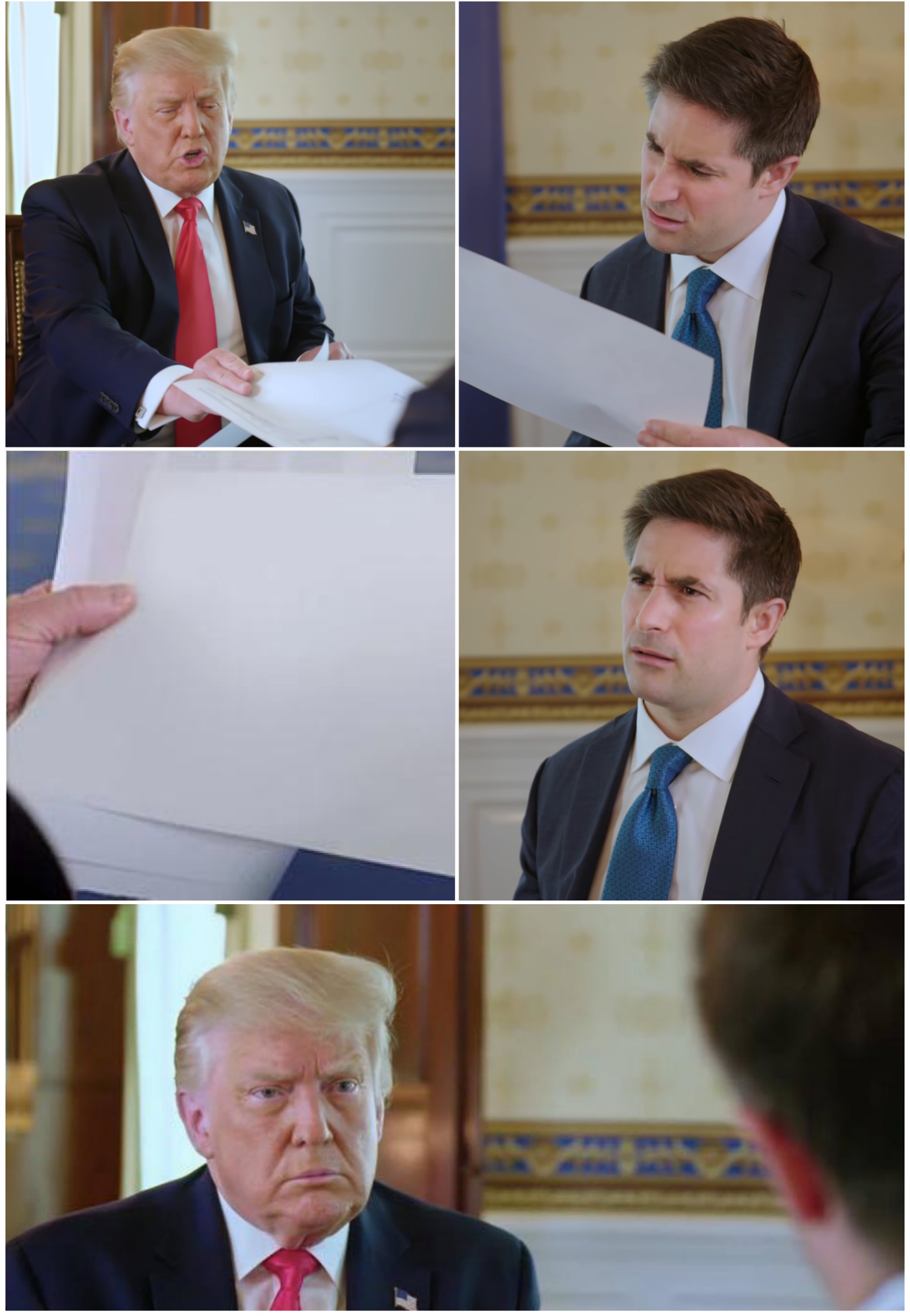 Donald Trump Interviewing Jonathan Swan meme template blank - image format