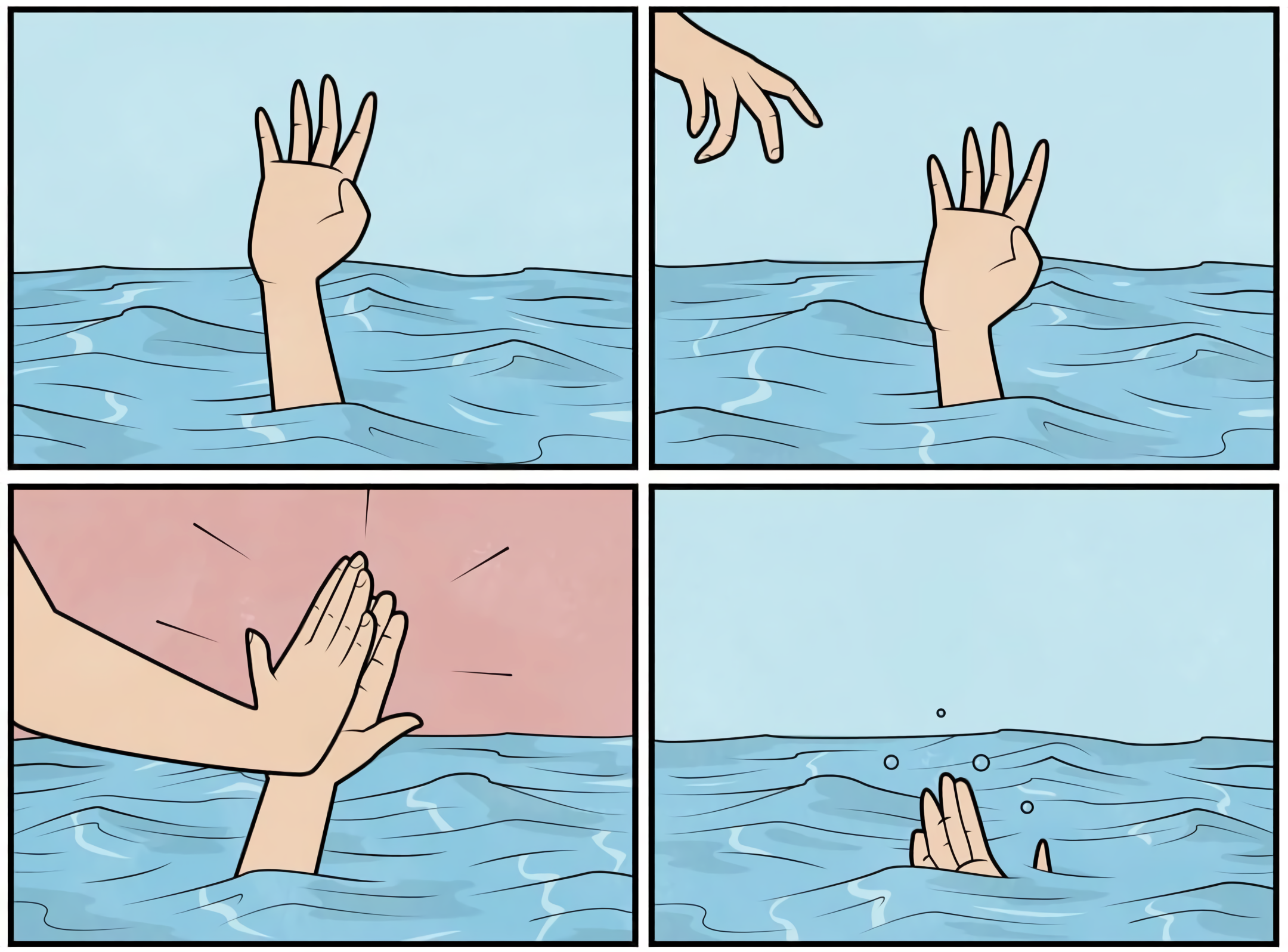 Drowning High Five meme template blank - image format