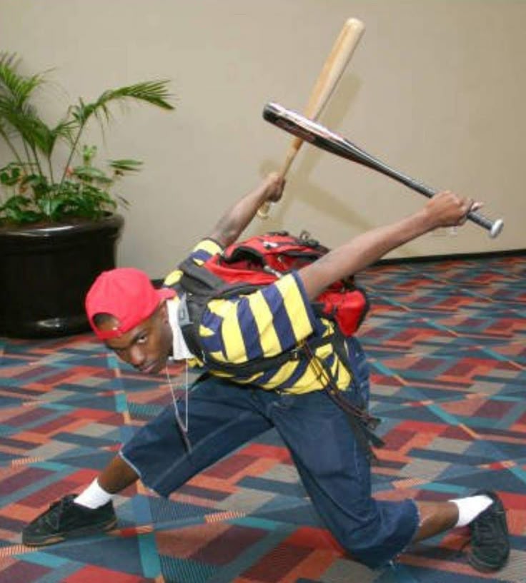 Dual-Wielding Ness meme template blank