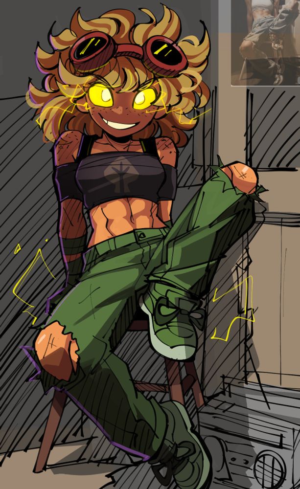 Electric Goggle Girl meme template blank - image format