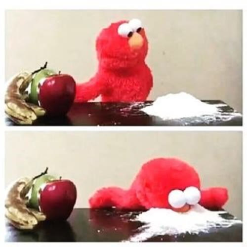 Elmo cocaine meme template blank
