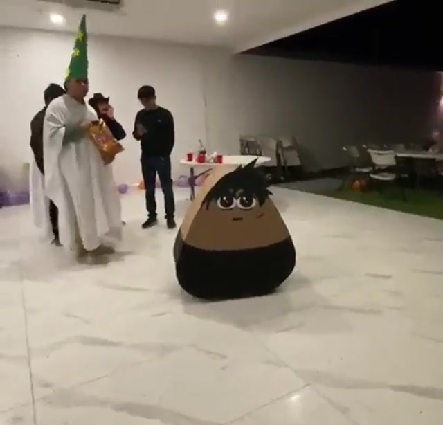 Emo Pou Costume meme template blank