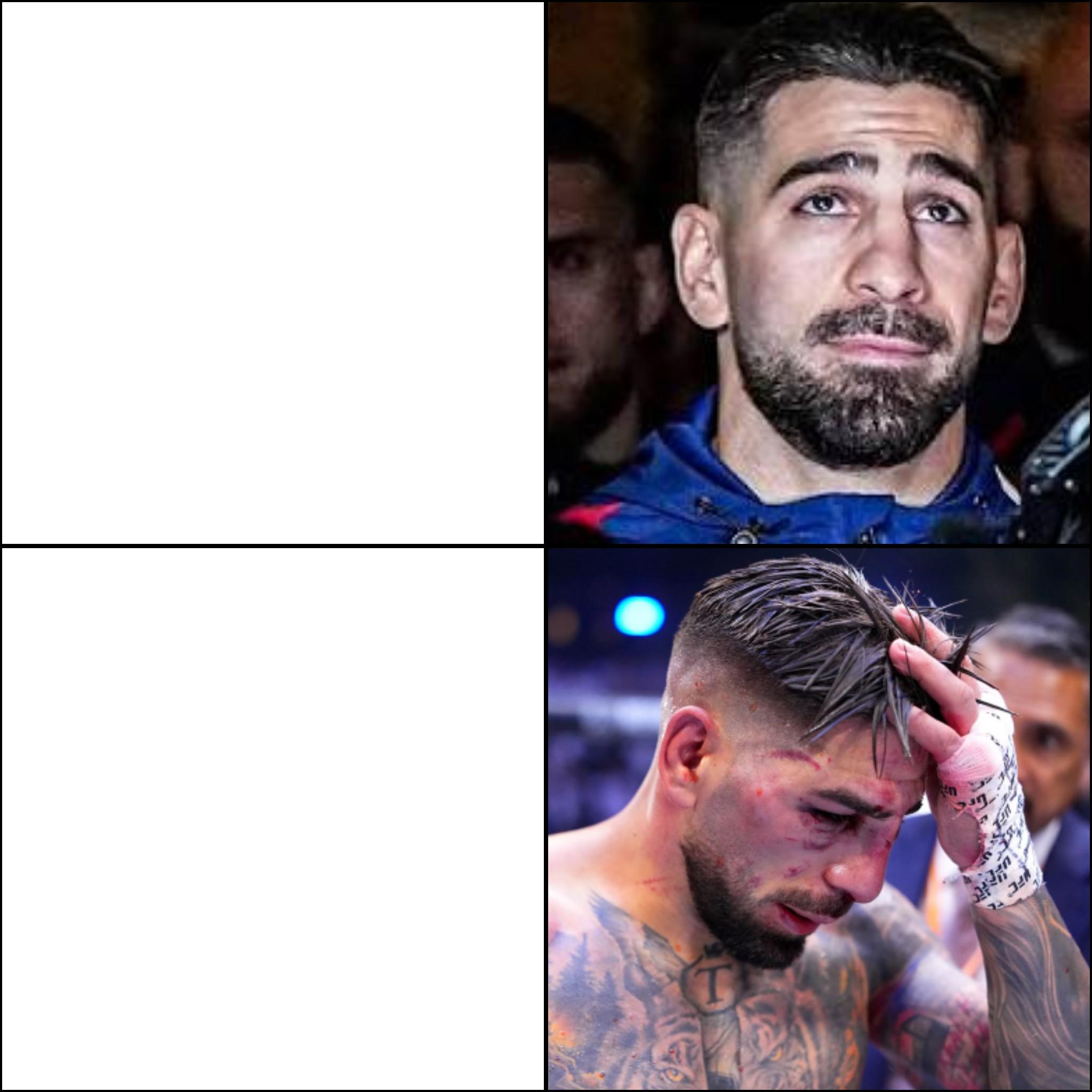Emotional Ilia Topuria Reaction meme template blank - image format