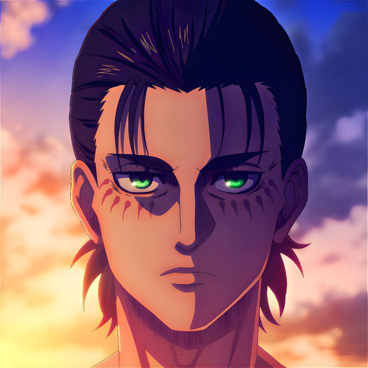 Eren Jaeger Tatakae Sunset meme template blank