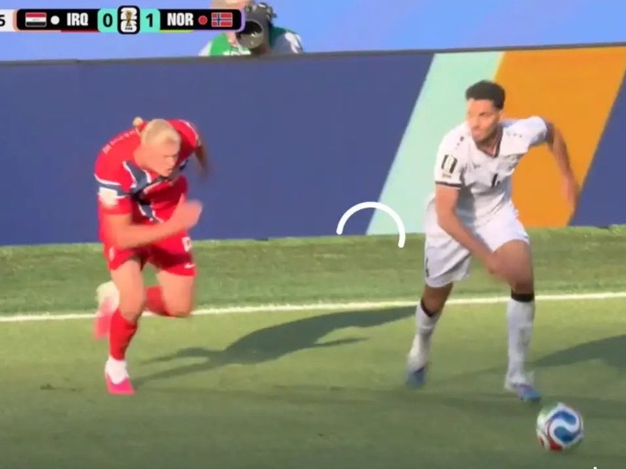 Erling Haaland Chasing a Defender meme template blank