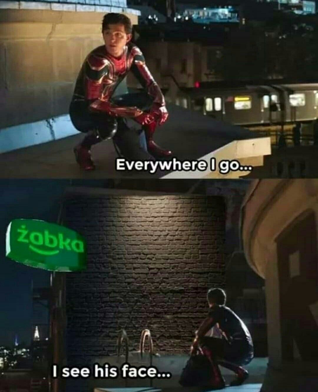 Everywhere I Go, I See His Face meme template blank