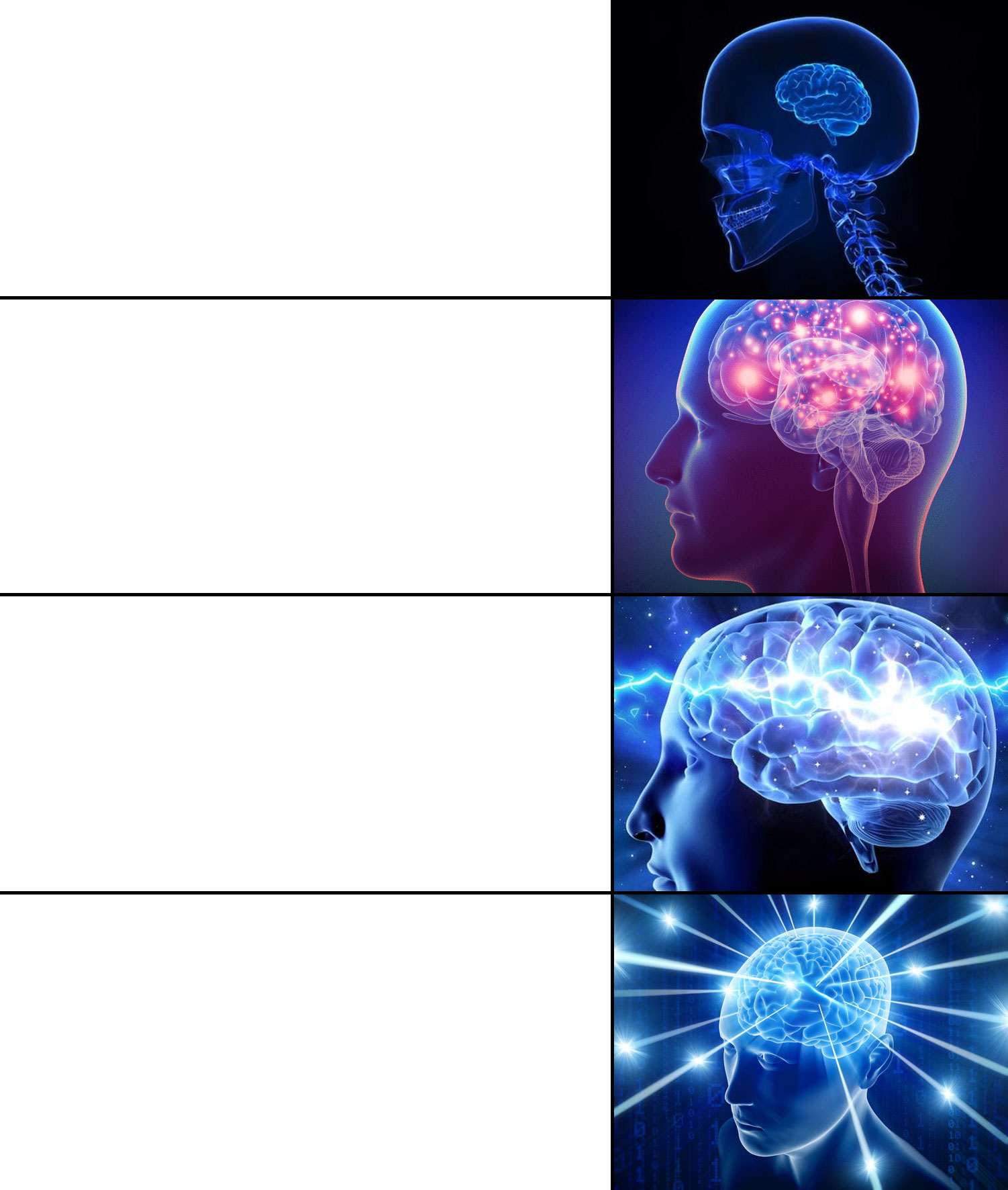 Expanding Brain meme template blank - image format
