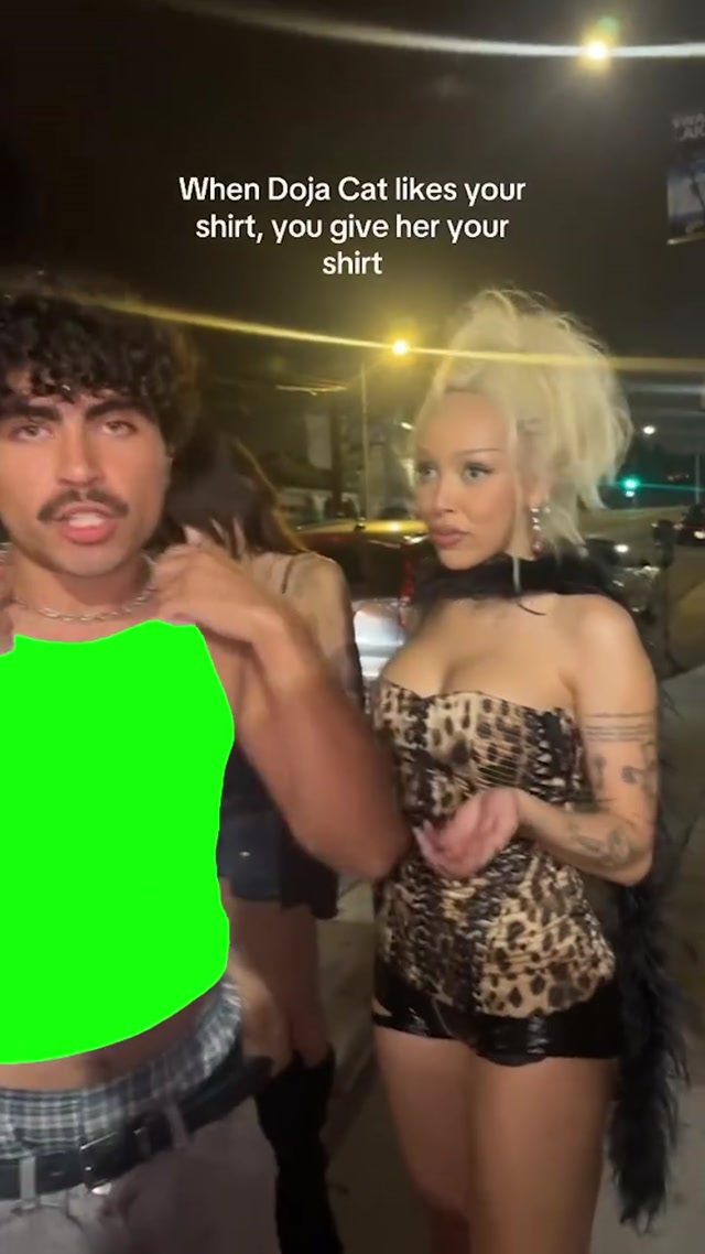 Fan Giving Doja Cat His Shirt meme template blank