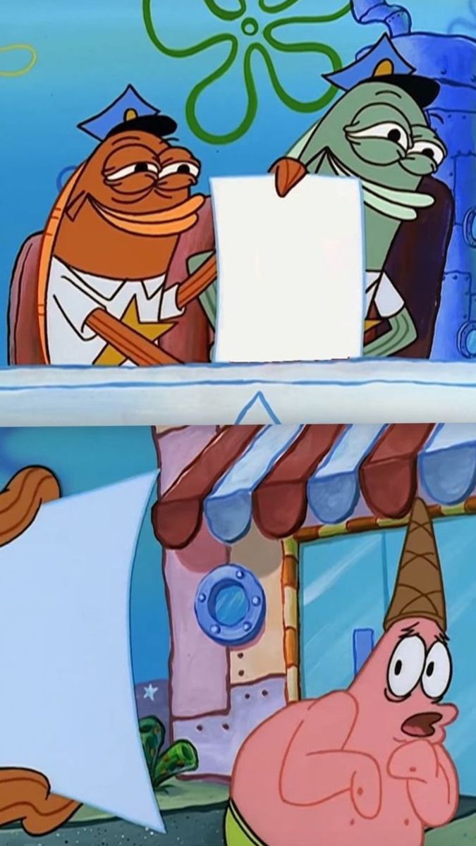 Fish Police Showing Patrick a Sketch meme template blank