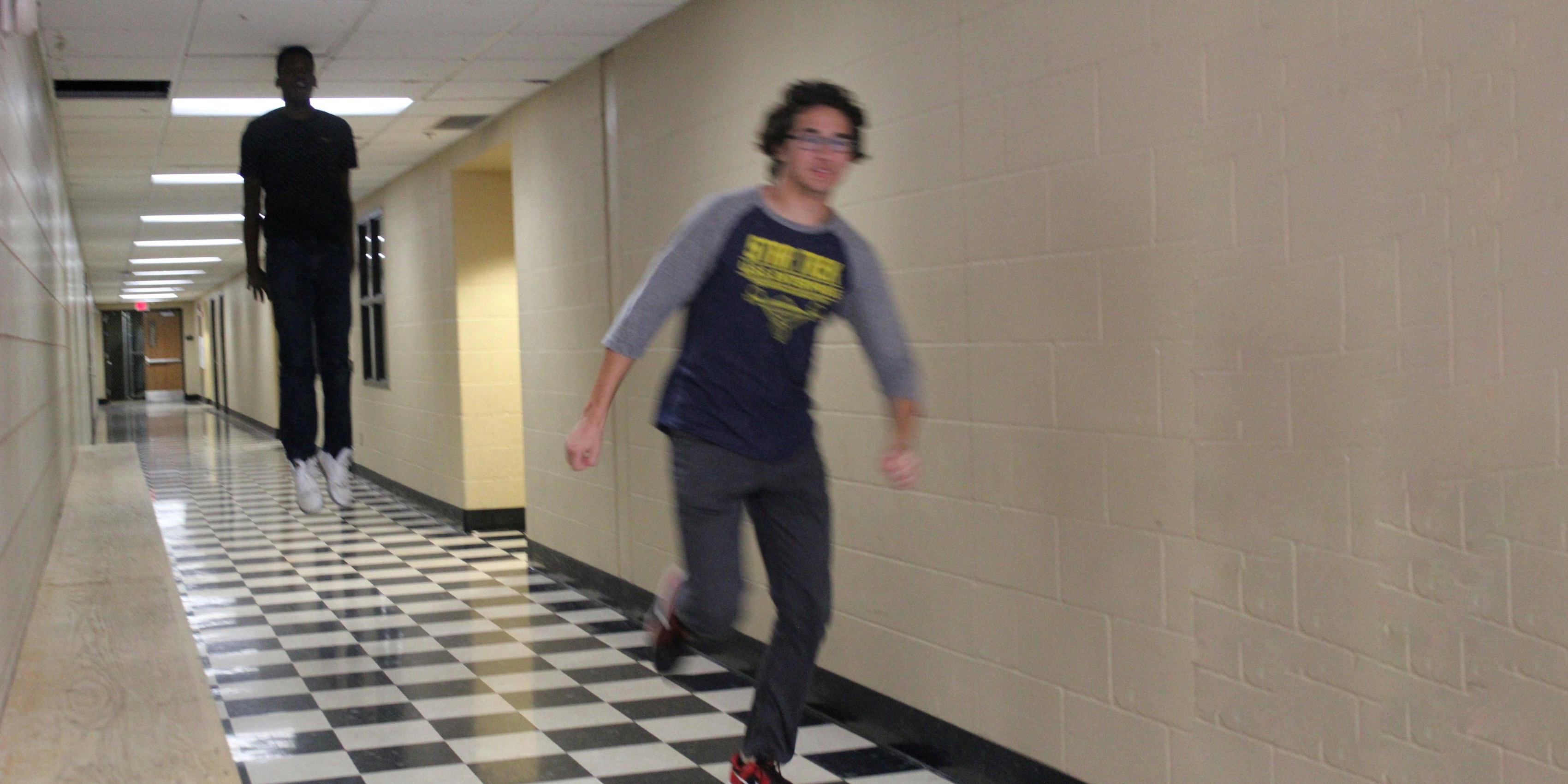 Floating Boy Chasing Running Boy meme template blank - image format