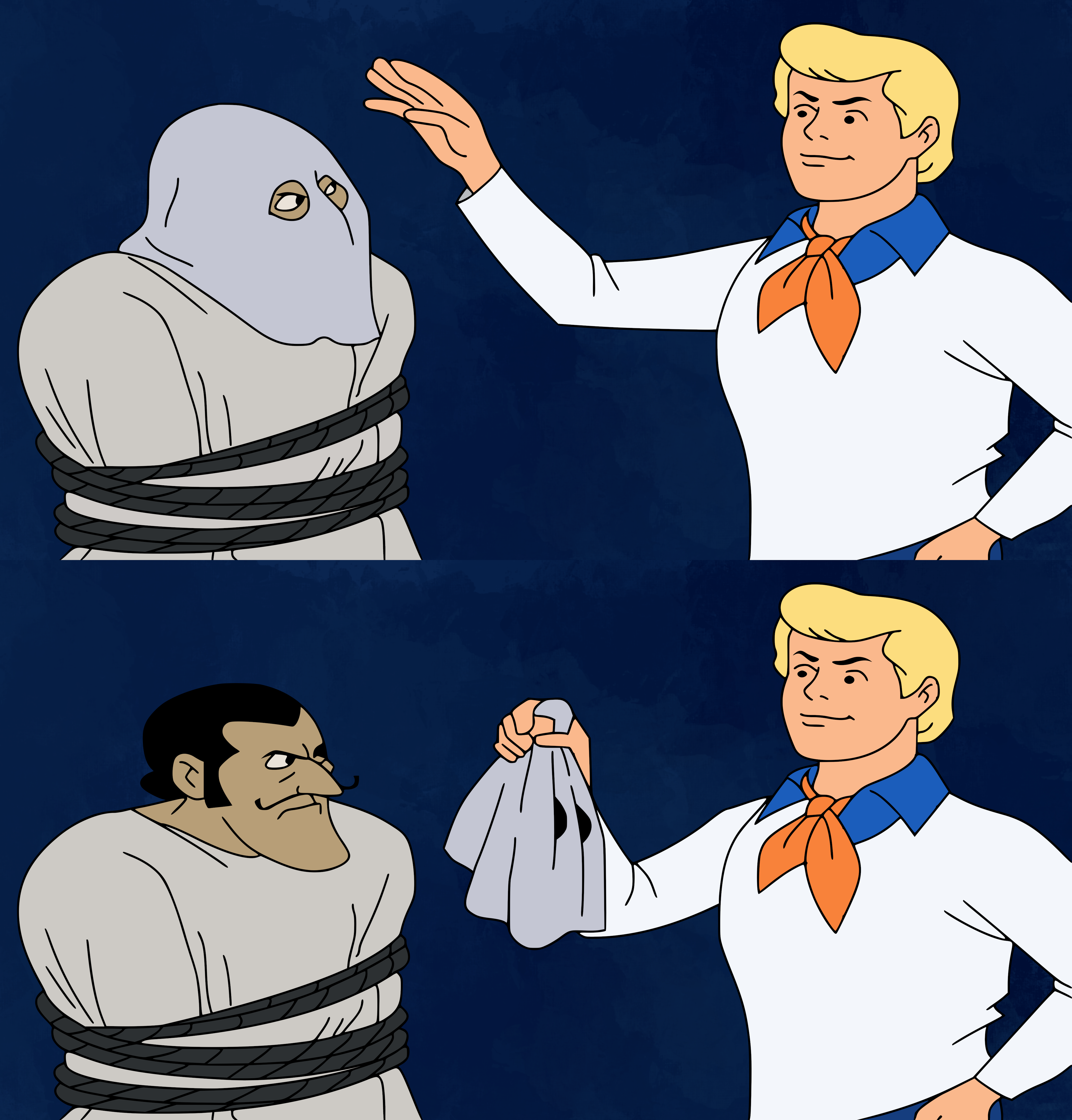 Fred’s Unmasking blank meme template blank - image format